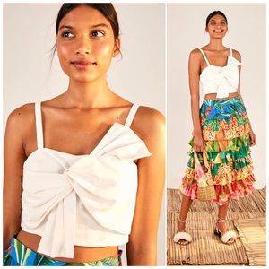 Farm Rio Off White Front Bow Top Linen Medium